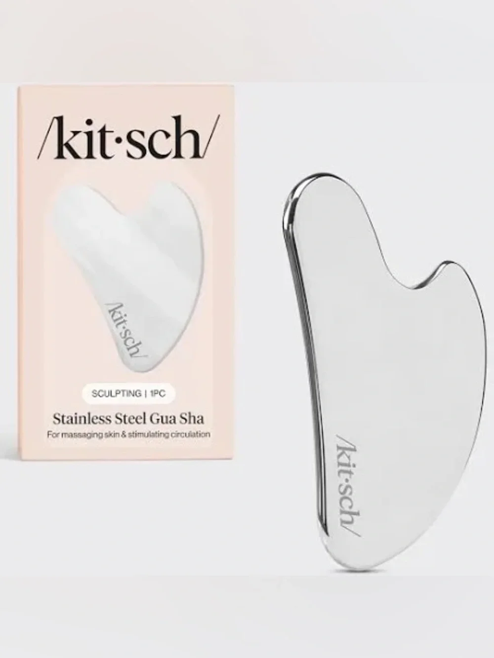 Kitsch Stainless Steel Gua Sha - Silver Facial Sculpting Tool New in box